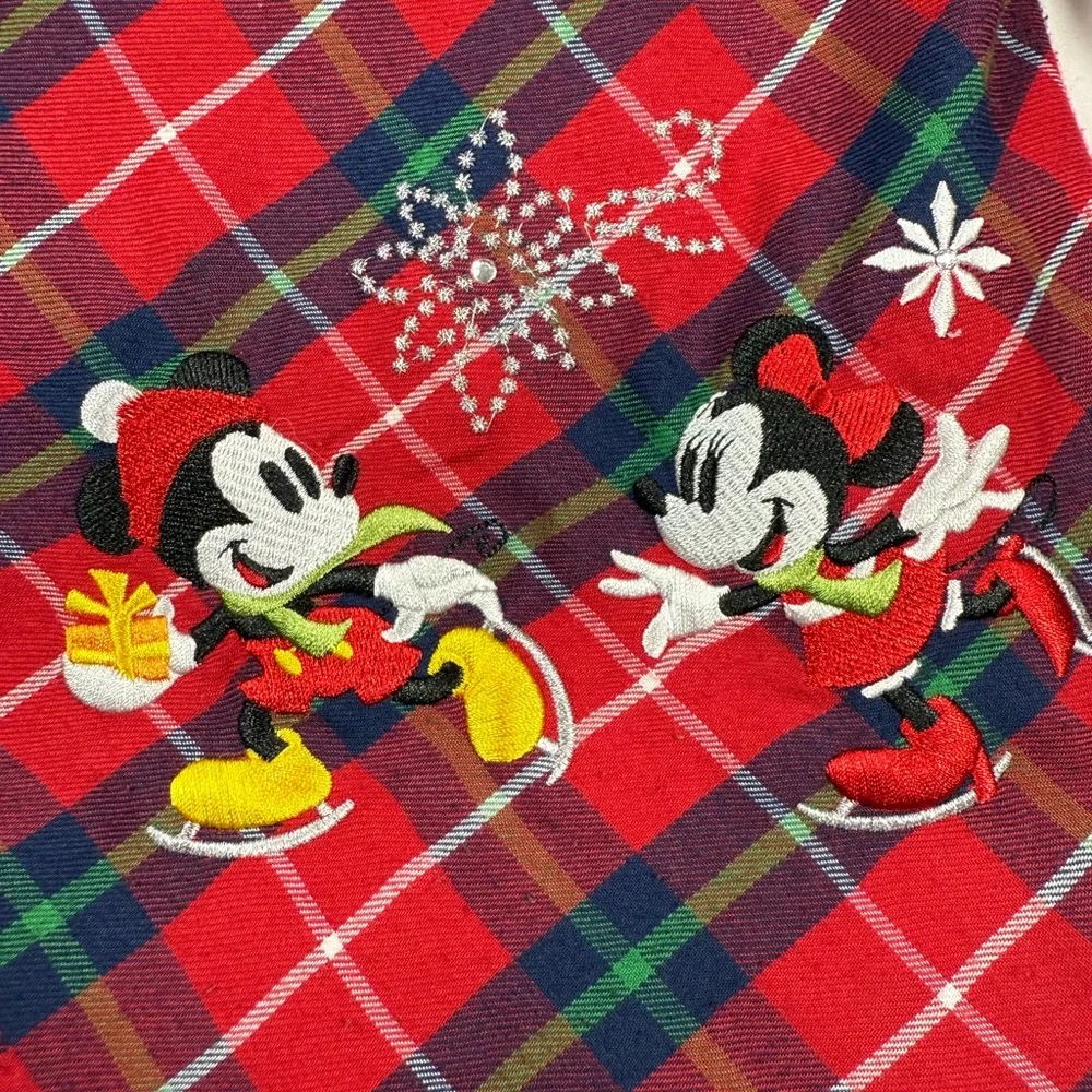 DISNEY STORE Girls Plaid Mickey Minnie Ice Skating Christmas Nightgown 5-6 Cozy‎ - Picture 3 of 12